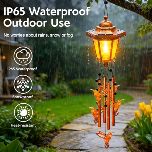 Hummingbird Solar Wind Chimes for Outside (2 Count)