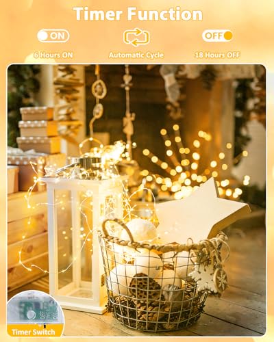 6 Pack 60 LED Fairy Lights Battery Operated with Timer