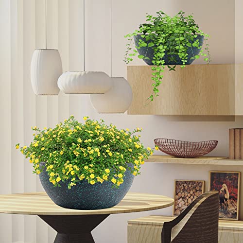 13 inch 2 Pack Large Hanging Planters for Indoor Outdoor Plants with Drainage Holes and Chain (2 Count)