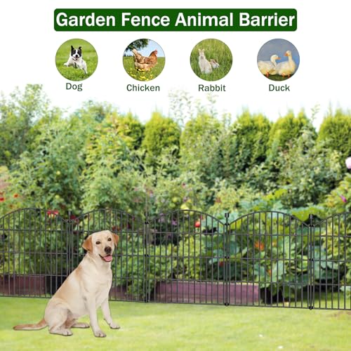 10 Panel No Dig Decorative Garden Fence 24" H x 20'L Outdoor Dog Barrier (40 Sq Ft)