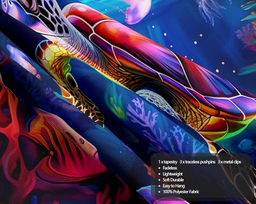 Blacklight Turtle Tapestry