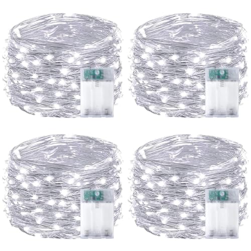 4 Pack Fairy Lights Battery Operated 16FT 50 LED String Lights Cool White (4 Count)