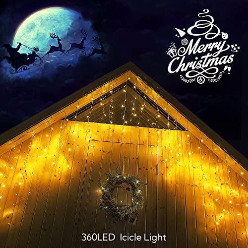 33FT 360 LED Warm White Christmas Icicle Lights