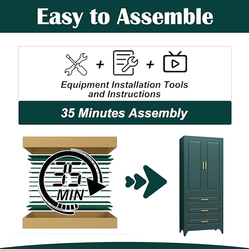 75" Metal Storage Cabinet with Doors and 2 Adjustable Shelves