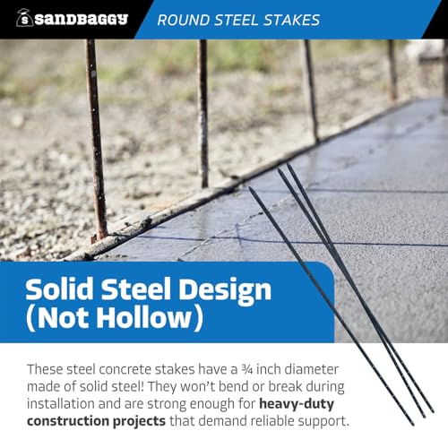 60 Inch Round Steel Concrete Form Stakes with Nail Holes (20 Count)