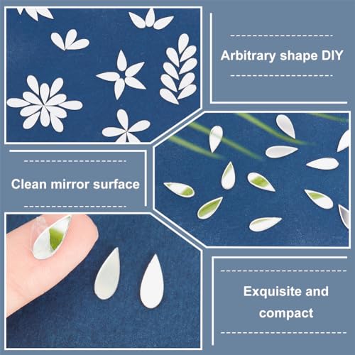 300pcs Teardrop Craft Mirrors Mosaic Tiles 4.5x12mm Self (300 Count)