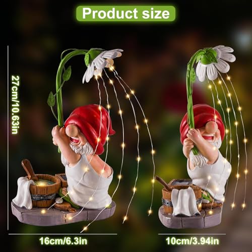 Garden Gnomes Outdoor Statue with Solar Lights