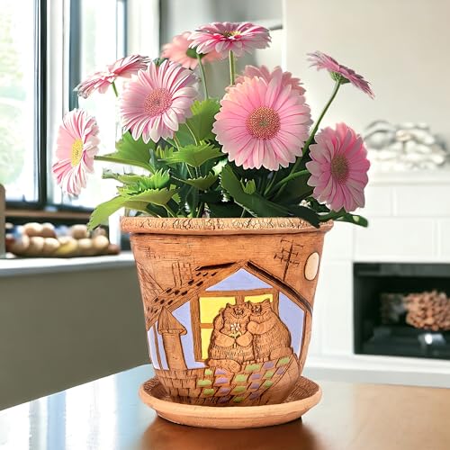Ceramic Pot with Drainage Hole and Saucer
