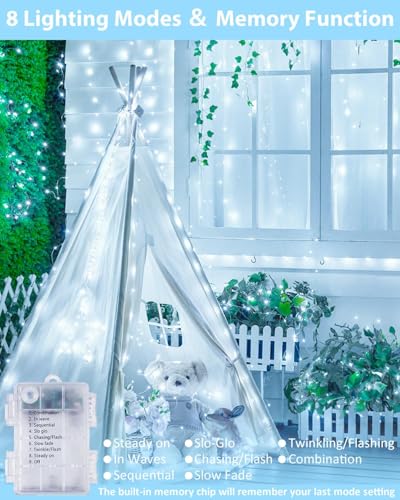 2 Pack 100 LED Fairy Lights Battery Operated with Remote