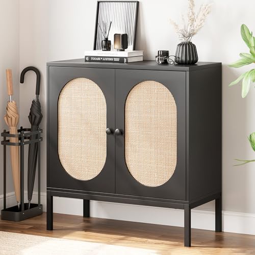 Rattan Buffet Cabinet with Doors and Shelves