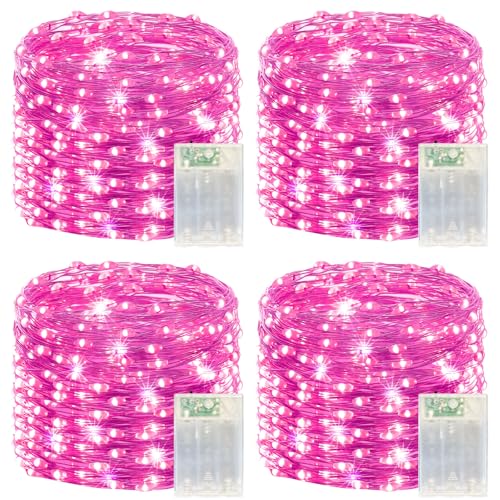 4 Pack Pink Fairy Lights Battery Operated