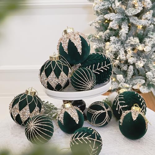 3.15IN Velvet Ornaments for Christmas Tree (12 Count)