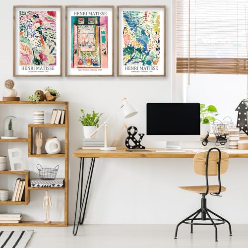 Henri Matisse Wall Art Decor Set of 3 16x11 Inch Wood Framed (3 Count)