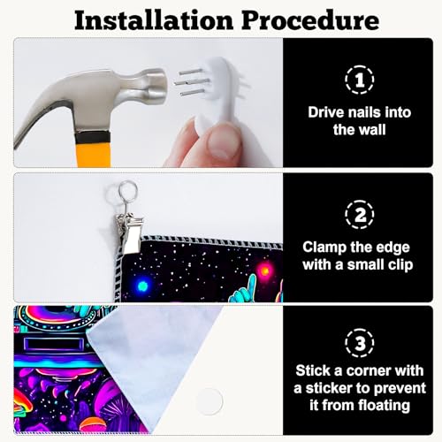 Blacklight Space Astronaut Tapestry UV Reactive Galaxy Planet Glow in Dark Tapestries Black Light Poster Neon Wall Hanging Art for bedroom Living Room