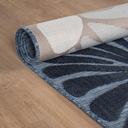 Outdoor Rug 8x10 Modern Floral Tropical Area Rugs for Outdoor and Indoor Patio Easy to Clean Non Shedding Living Room Porch Garden Washable Outside Carpet (80 Sq Ft)