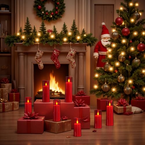 Red Flameless LED Pillar Candles (9 Count)