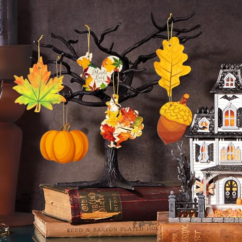 36PCS Wooden Fall Ornaments to Paint Thanksgiving Decorations (36 Count)