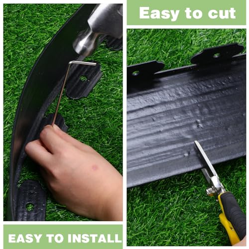 6 Inch Tall 66 ft Length Landscape Plastic Edging Kit with Hammer Spikes Plastic Garden Flower Bed Edging Landscape Border for Gardens Border Grass Yard Lawn