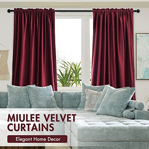 Burgundy Red Blackout Velvet Curtains Drapes 96 Inch Long 52"x96" (2 Count)