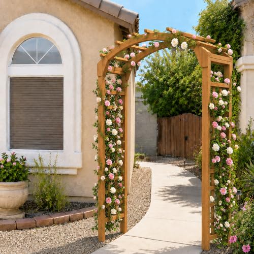 Solid Fir Wood Garden Arch Trellis for Climbing Plants Outdoor