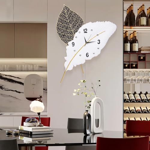 18x27 inch Large Modern Feather Leaf Shape Wall Clock