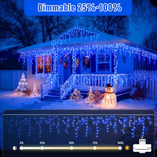 Blue Christmas Icicle Lights for Outside