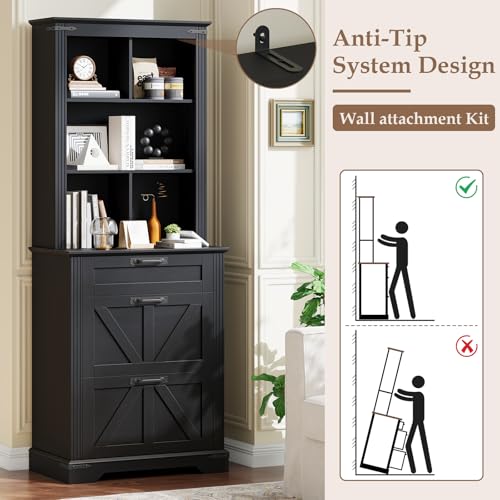 Farmhouse Bookshelf with 3 Large Drawers