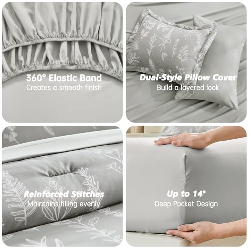 Silver Grey Bed in a Bag Queen 7 Pieces