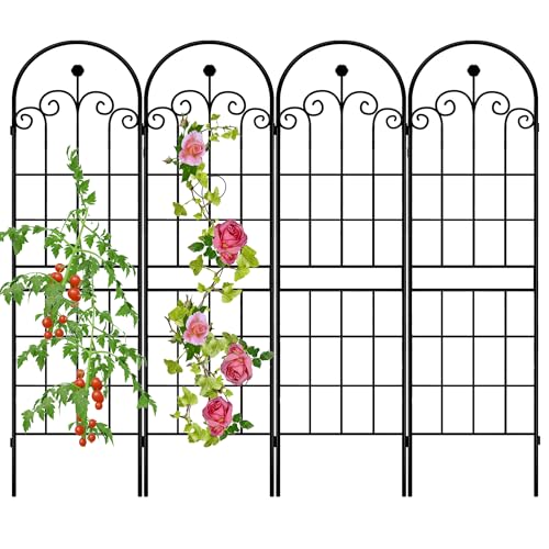 71x80in Rustic Iron Arch Decoration Garden Trellis with Black Metal Coating