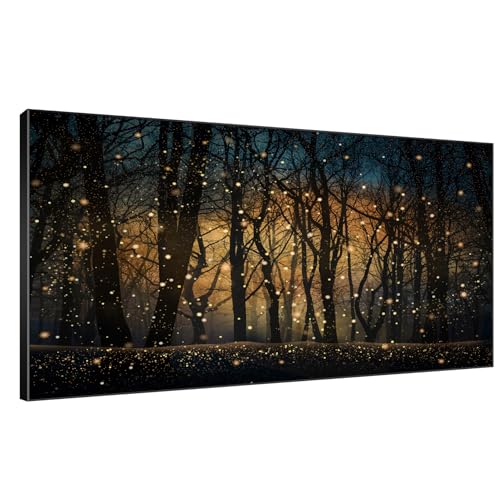 36"x72" Extra Large Framed Wall Art Magical Firefly Night Forest