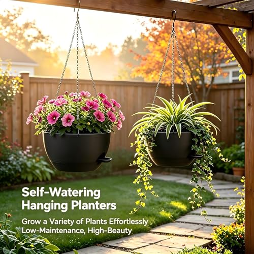 12 Inch Self Watering Hanging Planters (2 Count)