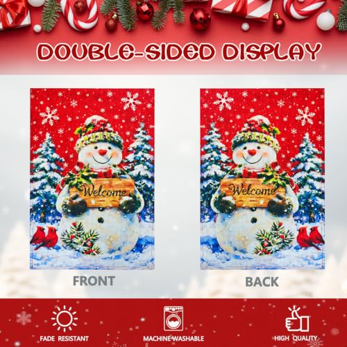 12×18 Christmas Snowman Garden Flag