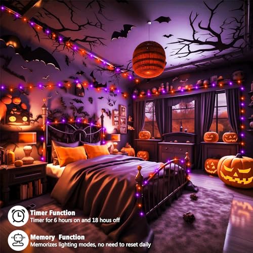 2 Pack Halloween Fairy Lights Plug in (200 Count)