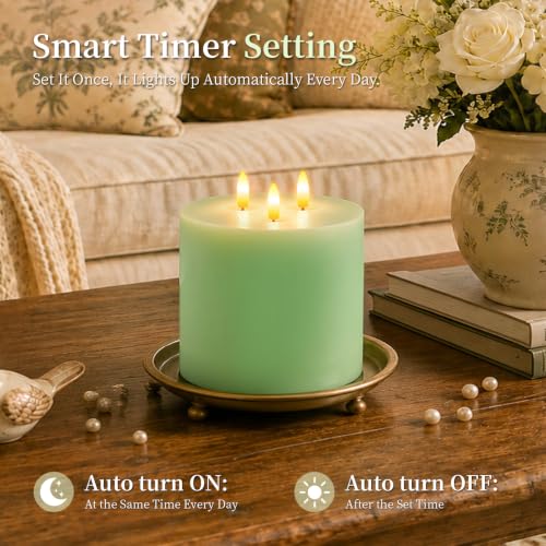 3 Wick Extra Large Flameless Pillar Candles with Timer Remote