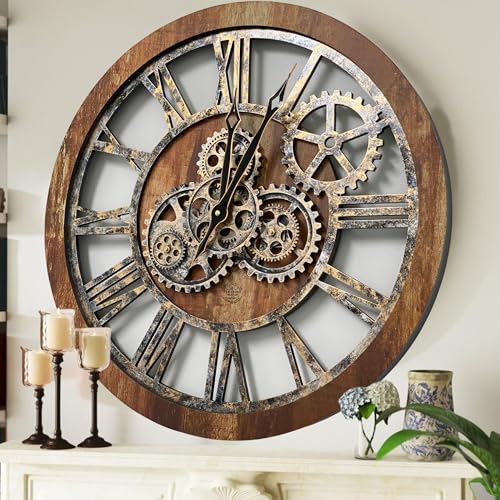 The Gears Clock The Original Real Moving Gear Wall Clock Vintage Industrial Oversized Rustic Farmhouse