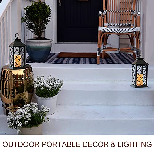 2 Pack 13.5" Vintage Candle Lantern with LED Pillar Candle