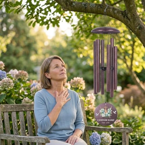 Personalized Deep Tone Wind Chimes Memorial with Pray