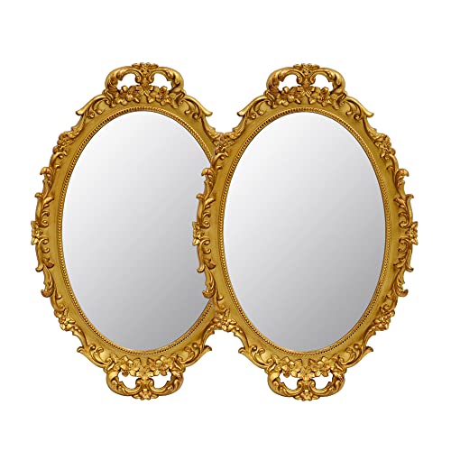 2 Pack Vintage Decorative Gold Framed Mirror (2 Count)