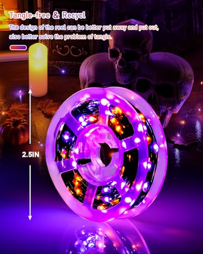 Solar Halloween Lights Orange and Purple (66 Foot)