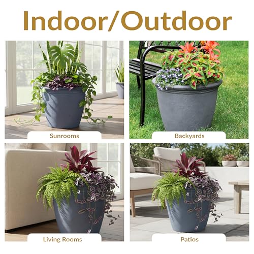 Sunnydaze Anjelica 20'' Large Plastic Planter Pot for Plants