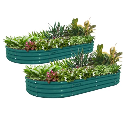 2 Pack 6x3x1FT Galvanized Raised Garden Bed Kit Oval Metal Ground Planter Box Outdoor Bottomless Planter Raised Beds for Vegetables Flowers Herbs Fruits