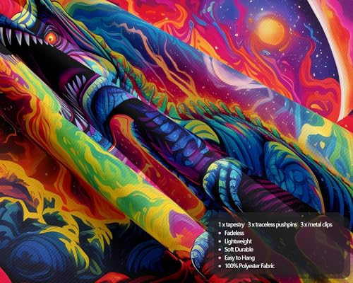 Blacklight Dinosaur Tapestry Wall Hanging 90x70in