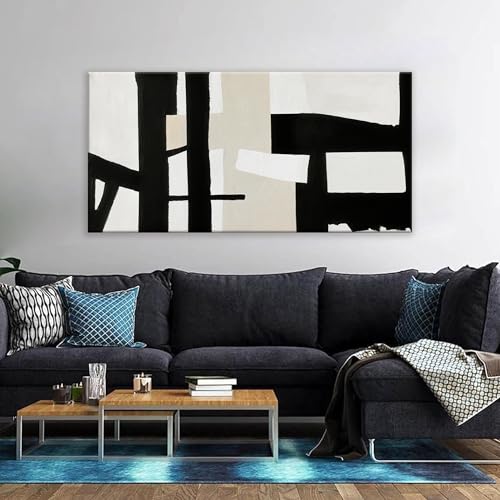 Canvas Art Wall Decor Black White Abstract Wall Art For Living Room 24 x 48