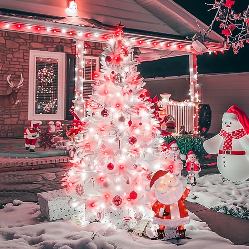 600 LED Red and White Christmas Tree Lights with Remote (168 Foot)