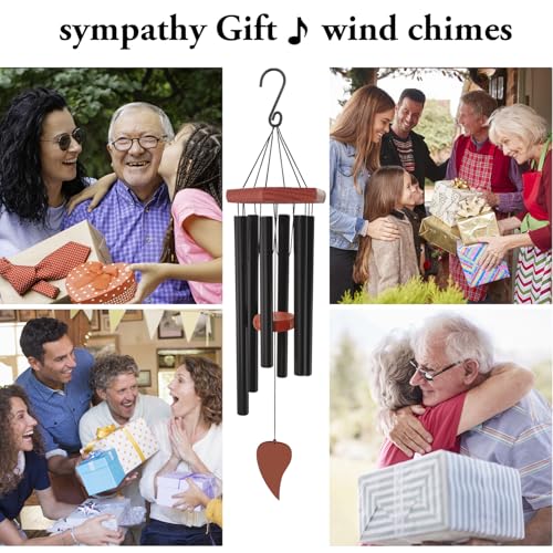 Memorial Wind Chimes for Outside 30 inch Black Sympathy Gift Decor Outdoor