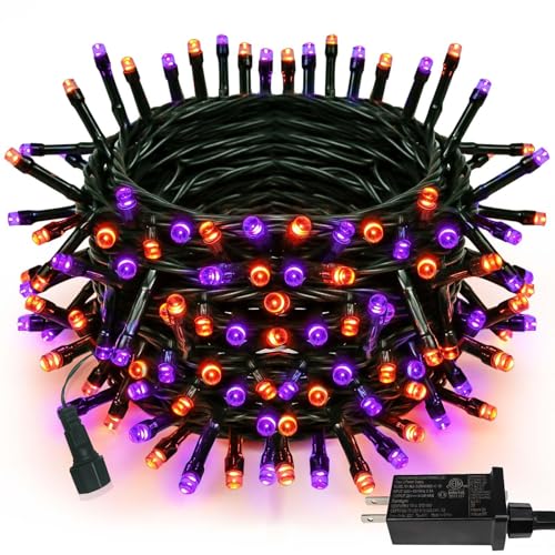75.8FT 200 LED Linkable Orange and Purple Halloween Lights Indoor Outdoor