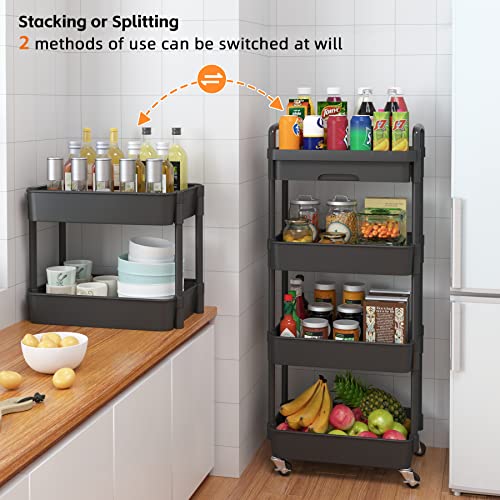 4 Tier Utility Cart with Drawer & Wheels