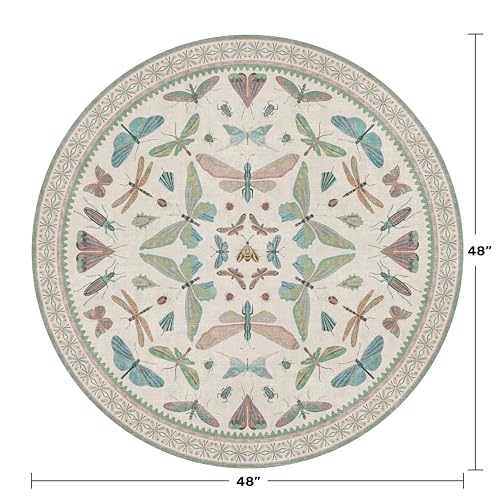 Cream Round Rugs 4ft for Living Room (16 Sq Ft)