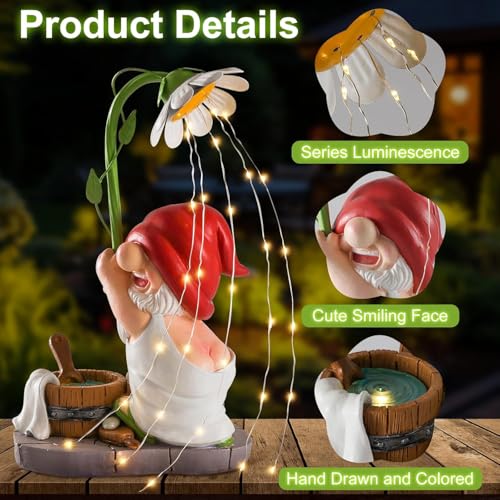 Garden Gnomes Outdoor Statue with Solar Lights