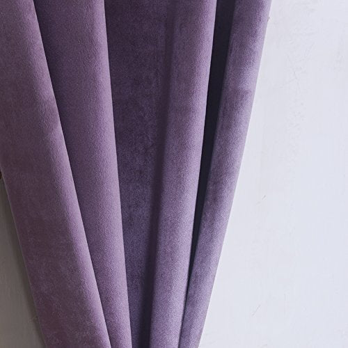 Super Soft Luxury Room Darkening Velvet Set of 2 Lavender Flannel Blackout Curtains Panel Drapes Grommet